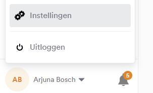 Menu linksonder waar je via je naam naar Instellingen gaat